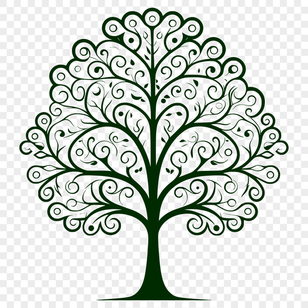 Detailed Branches and Leaves Clip Art A detailed illustration of a tree with complex branches and leaves in vector format.