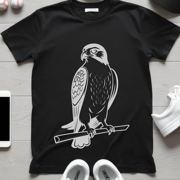 Bird Silhouette with Cutting Machine Design Detailed silhouette of a bird of prey, a falcon, suitable for cutting machine designs.