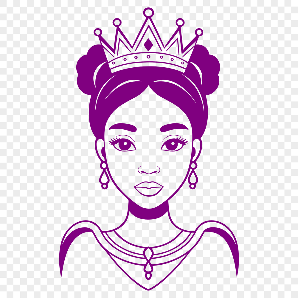 Young Princess SVG Vector Art A digital illustration of a young female princess character.