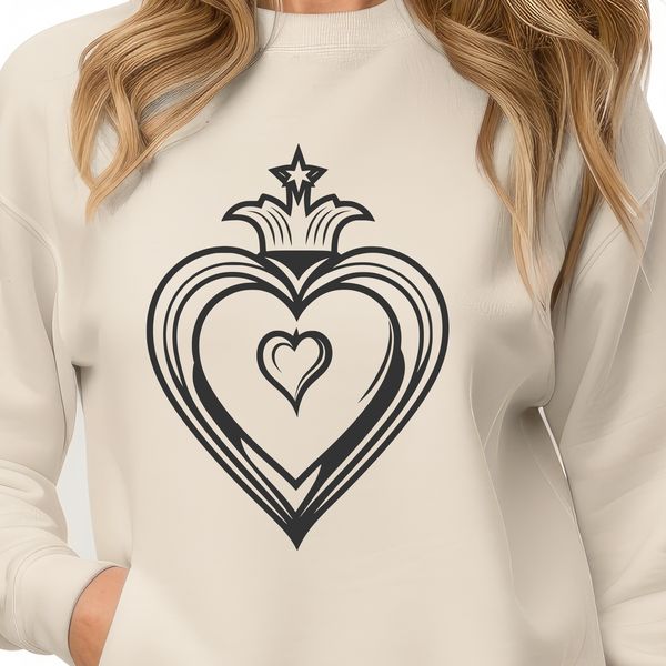 Sacred Heart Symbol in Christian Art SVG illustration of the Sacred Heart, a symbol in Christian art representing Jesus' love.