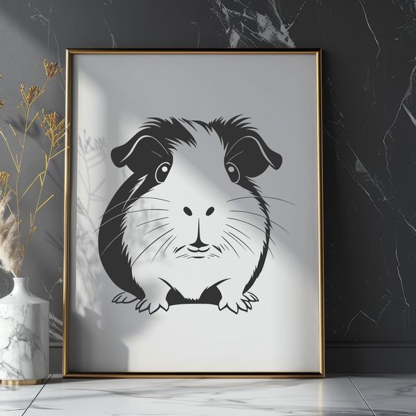 Vector Guinea Pig Clip Art Design A vector graphic representation of a pet guinea pig.