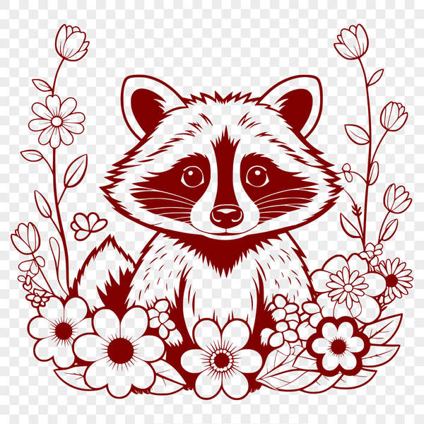 Wild Mischief Illustration A detailed illustration of a raccoon, suitable for vector graphics and cutting machine designs.