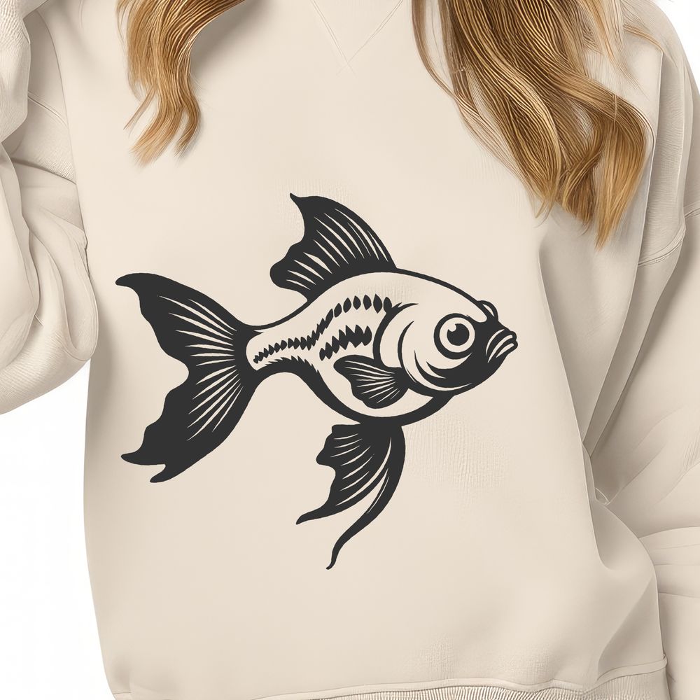 Delightful Digital Goldfish Illustration A digital illustration of a goldfish in a swimming pose.