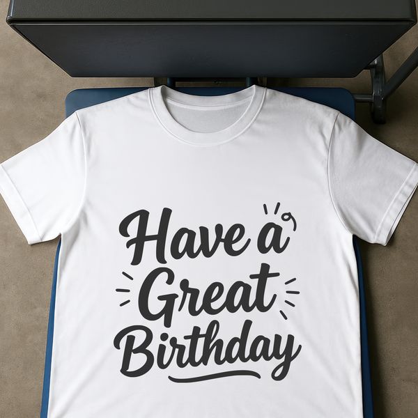 A simple vector illustration of a birthday quote in a clean design style.