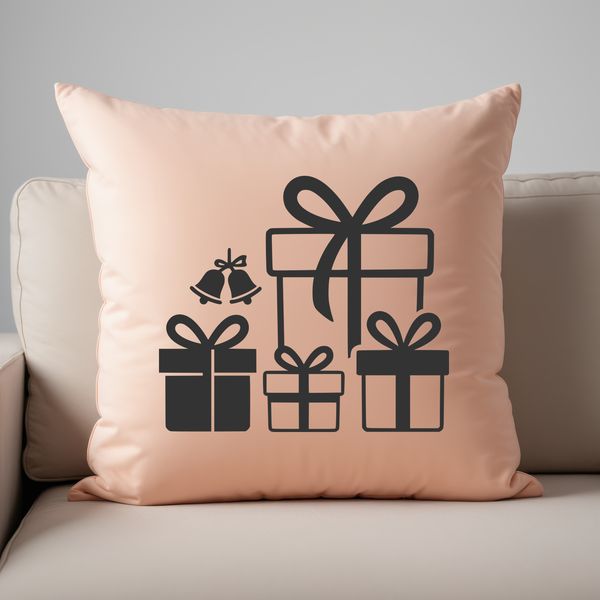 A minimalist vector illustration of a gift box with wrapping paper and ribbon.