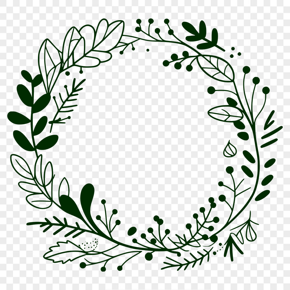 Floral Garland SVG File An intricately designed wreath made from various flowers, available in SVG format for digital use.