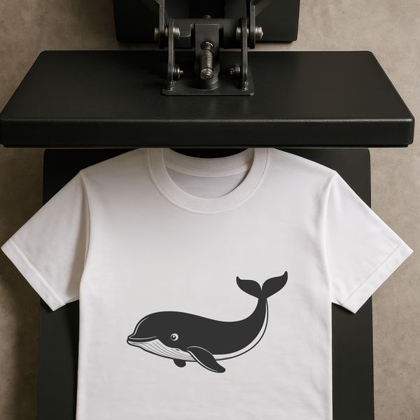 Whale Silhouette SVG Cut File A detailed illustration of a whale in silhouette form, suitable for digital cutting machines like Cricut.