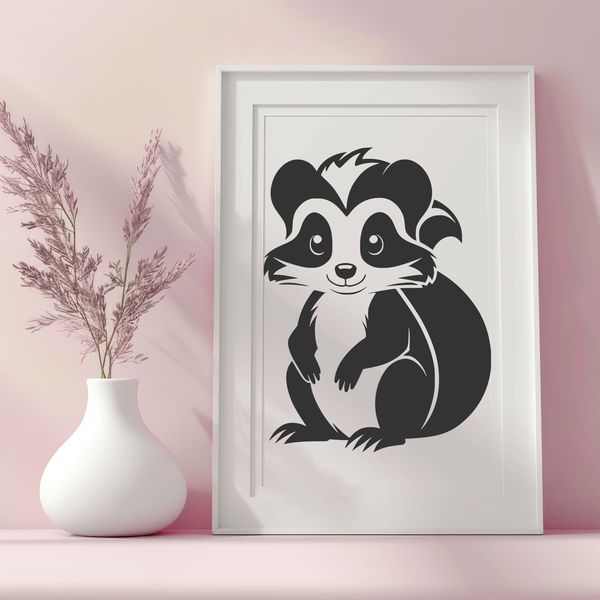 Simple Skunk SVG Design A digital illustration of a skunk in a simple design style.