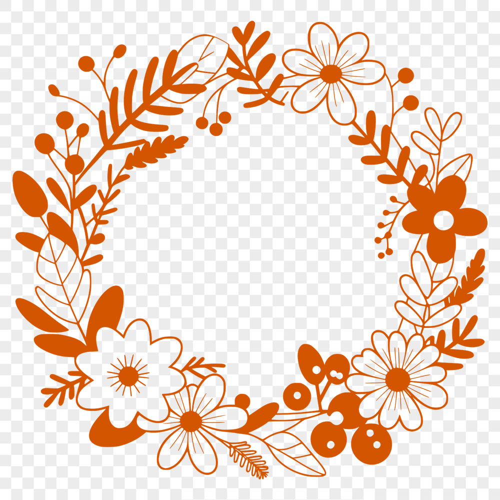 Beautiful Free Clip Art Wreath SVG A floral wreath design made using vector art software, suitable for cutting machine stencils or laser cutting.