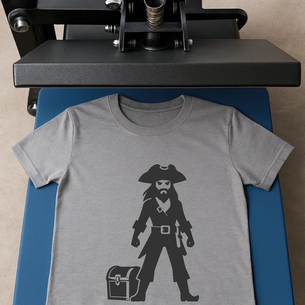 A vector illustration of a pirate in a bold outline, suitable for cutting machine designs.