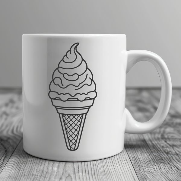 Creative Ice Cream Illustration A colorful illustration of an ice cream cone with a few scoops of creamy texture.