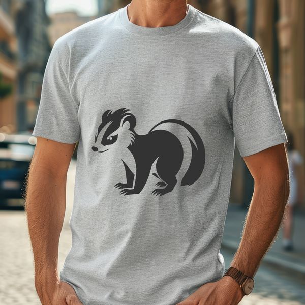 Free Skunk Clip Art Design An illustration of a wild skunk with distinctive black and white markings.