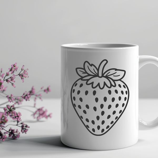 A Delicious Strawberry Graphic An editable outline of a single strawberry graphic for various design applications.