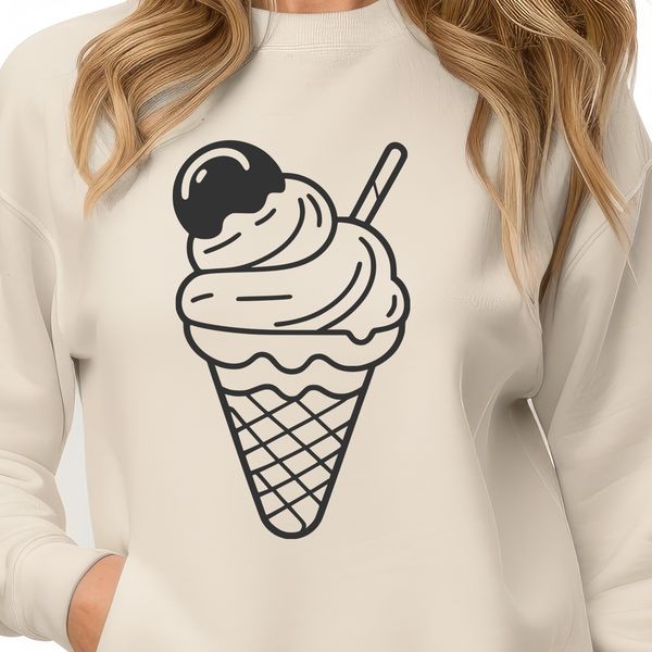 Delicious Ice Cream Graphic A digital vector graphic of a single serving of ice cream dessert.