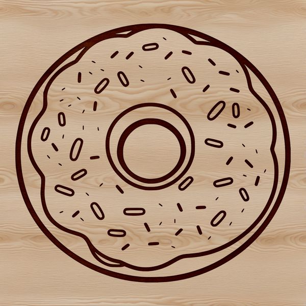 Donut Design Vector Graphic A 2D illustration of a circular donut with frosting and sprinkles.