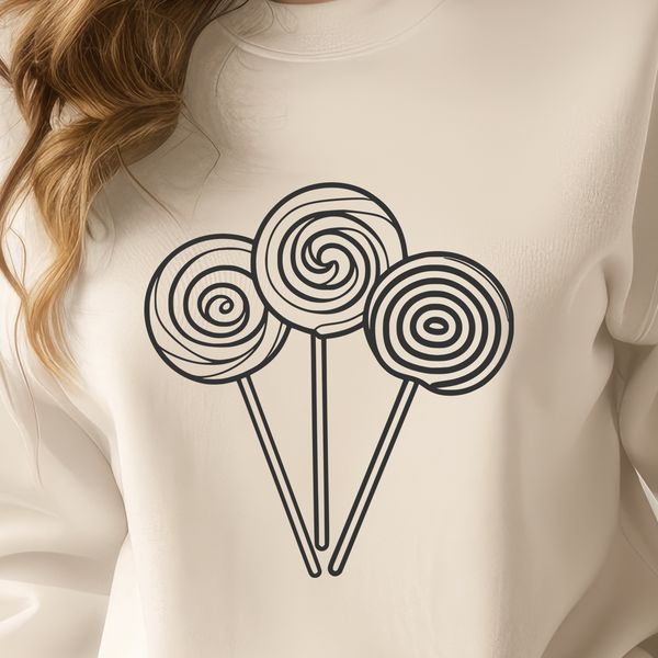 Stylish Lollipop Icon SVG File A digital design element featuring a stylized lollipop in a clean, graphic style.