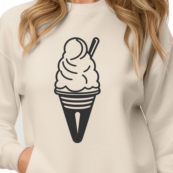 Beautiful Ice Cream SVG Graphics A colorful illustration of a scoop of ice cream on a cone, created as vector art for use in various design projects.