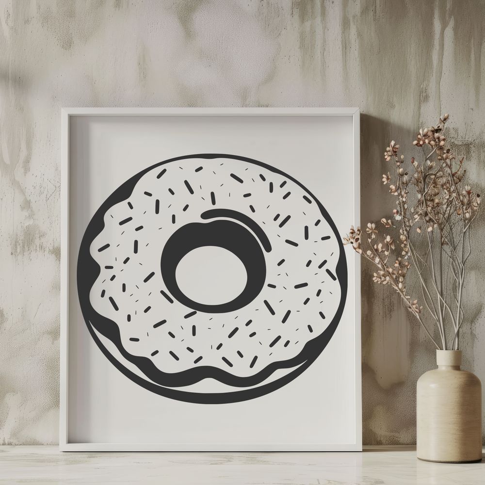 Pastry Icon Design SVG File Vector illustration of a donut dessert with smooth, rounded shape.