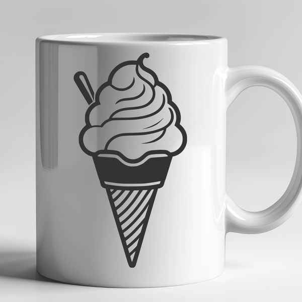Colorful Vector Ice Cream Illustration A colorful illustration of a cone-shaped ice cream with a scoop on top, depicted in vector style.