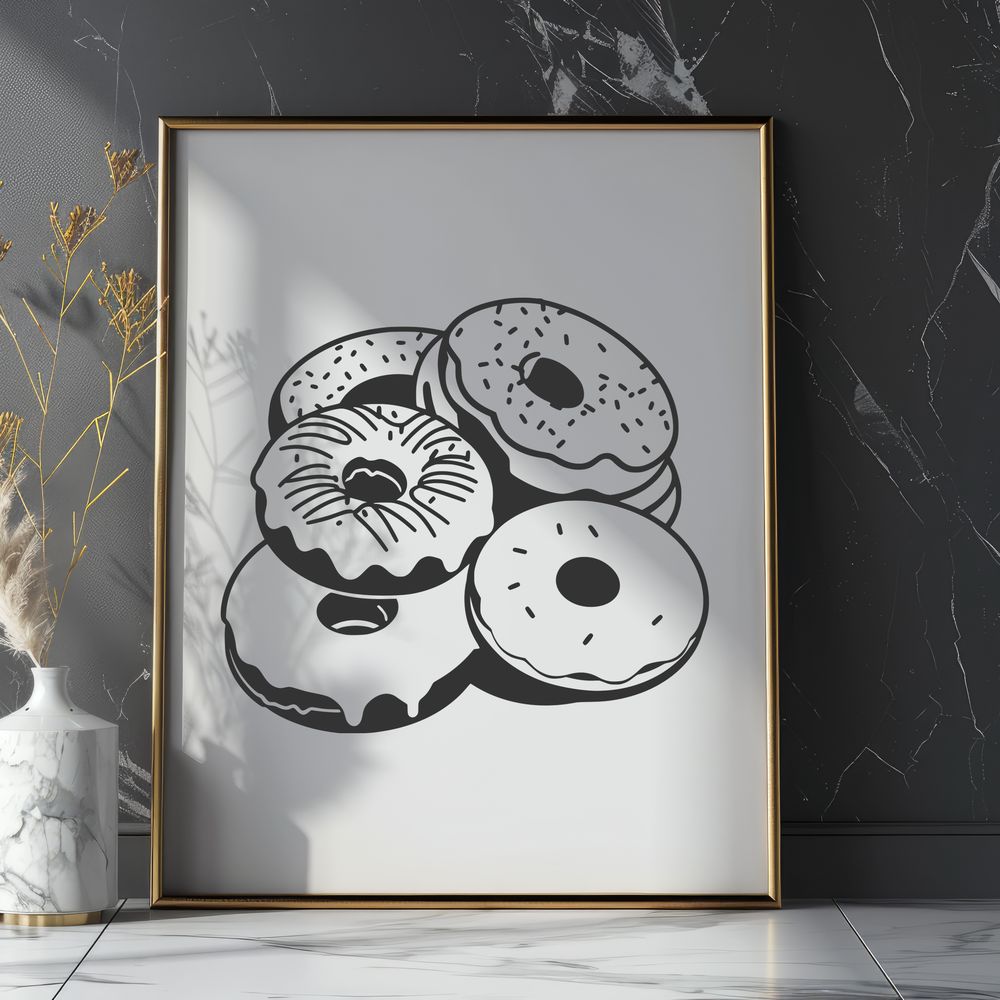 Raised Edge Donut Graphic A colorful donut illustration with raised edges, suitable for use in vector graphic designs.