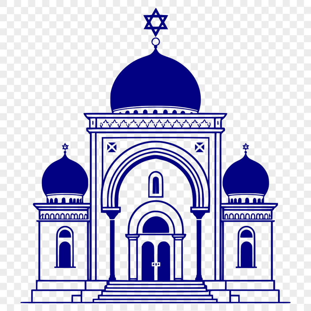 Architectural Vector Synagogue A 2D vector representation of a synagogue building with architectural details.