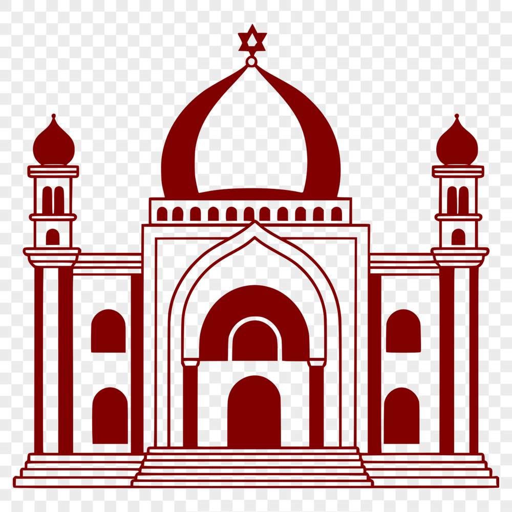 Traditional Synagogue Architecture Illustration A detailed vector illustration of a synagogue building featuring traditional architectural elements.