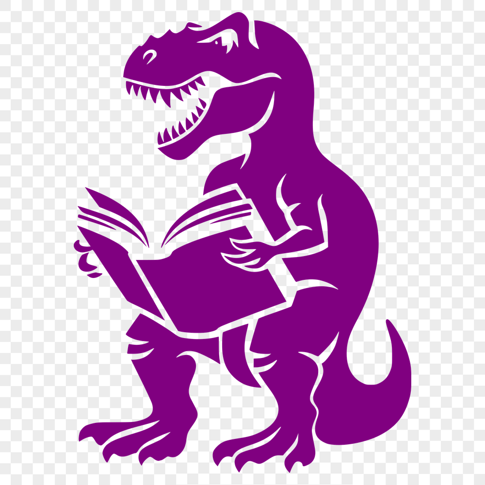 Unique T Rex Reading A Book SVG