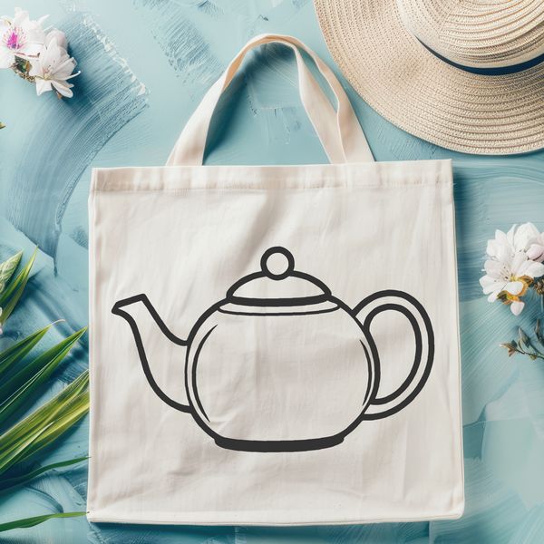 Free Cuttable Teapot Vector Illustrative teapot design with rounded handle and spout, suitable for cutting machines or laser cutters.