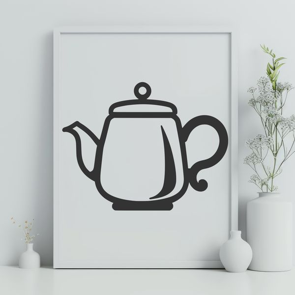 Simple Teapot Design Vector A simple, stylized illustration of a teapot with a handle and spout.