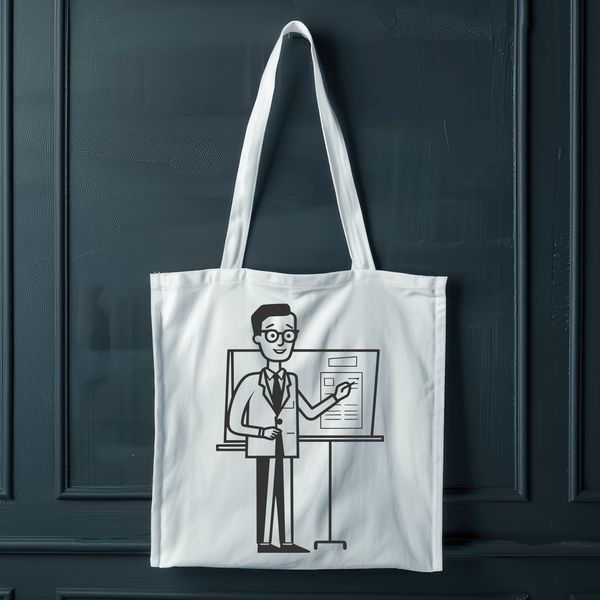 Minimalist Teacher Illustration A minimalist illustration of a male teacher in a professional setting, representing the education profession.