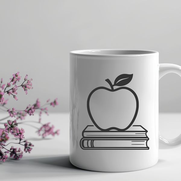 Stylized Book with Apple Logo A stylized illustration of a book featuring an apple logo, suitable for educational purposes.