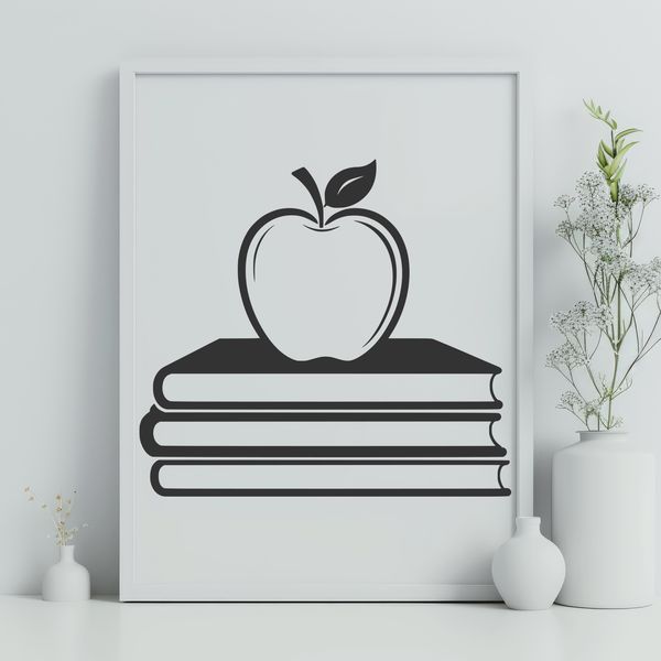 Digital Apple Book Illustration for Education A digital illustration of a book featuring the Apple logo, designed in vector format for educational purposes.