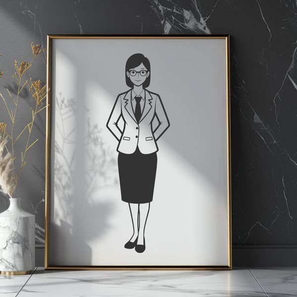 Teacher Illustration A professional illustration of a woman in a teaching profession.