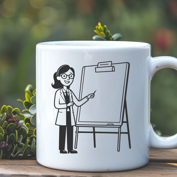 Professional Teacher Graphics A professional illustration of a woman in a teaching role, suitable for educational materials and designs.