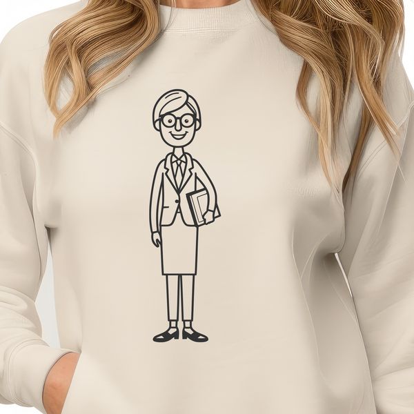 Elegant Educator SVG Design A professional illustration of a woman in a teacher's role.