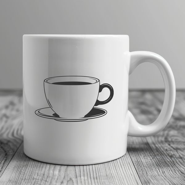 Stylized Ceramic Cup SVG File A stylized teacup illustration, suitable for digital designs and crafts.