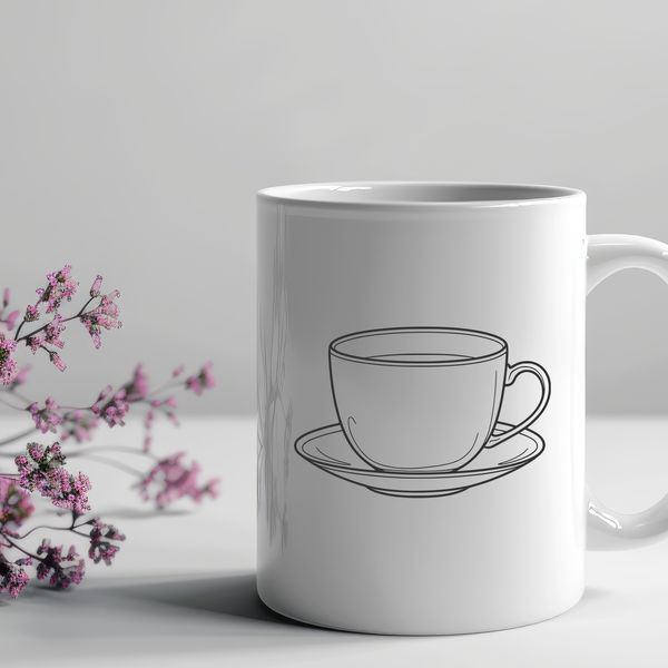 Vintage Style Teacup Illustration A delicate teacup design for crafting and DIY projects, created as a vector SVG image.
