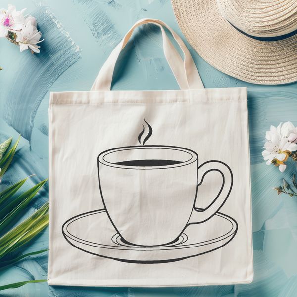 Floral Ceramic Cup Vector Art A delicate ceramic teacup with a floral pattern, designed as a vector graphic.