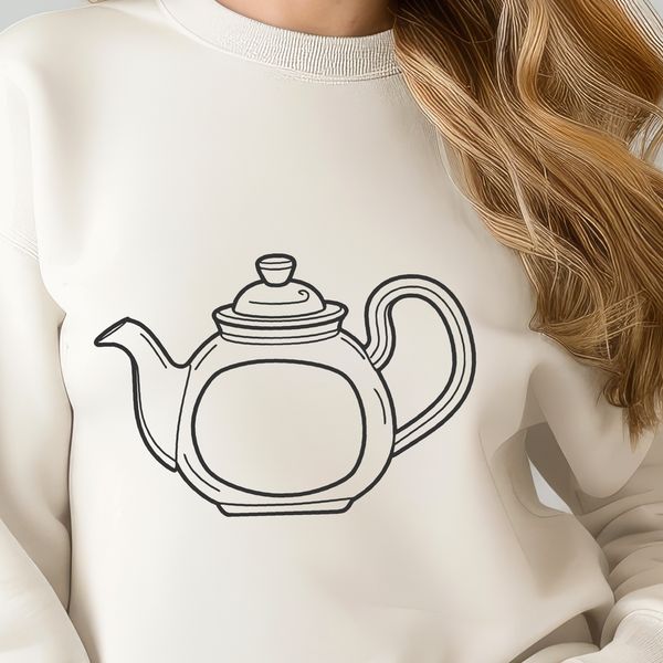 Teapot Clip Art for Digital Design A free-standing teapot with a handle and spout, ideal for digital cutting machines like Cricut.