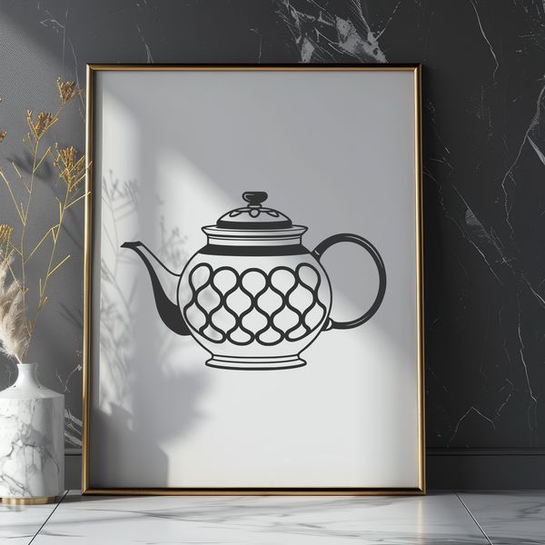 Free Teapot Illustration for Digital Use A simple illustration of a teapot with a spout and handle, suitable for digital use in various formats.
