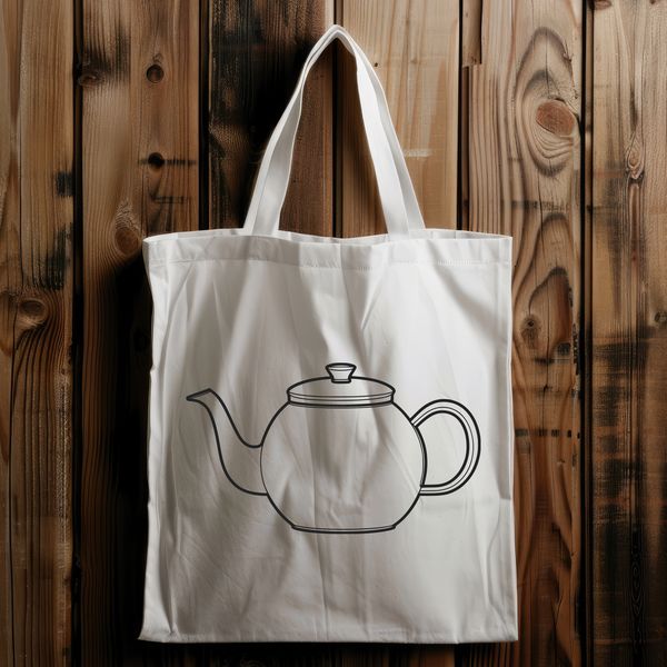 Free SVG Teacup Design A stylized illustration of a traditional teapot with a spout and handle.