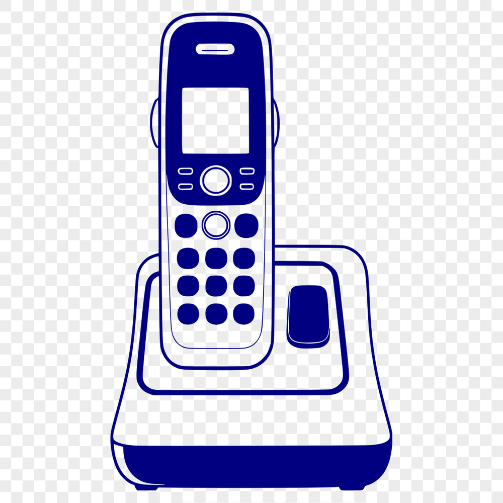 A digital illustration of a telephone with clean lines and simple design.