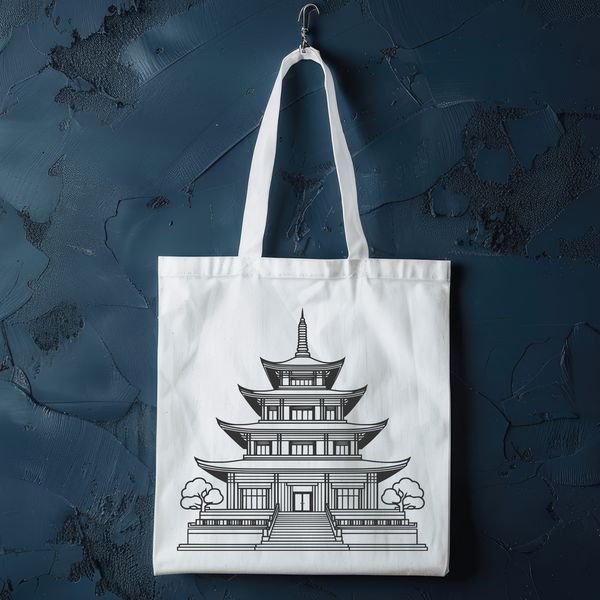 Illustration of a traditional Buddhist temple with intricate details, suitable for vector art and cutting machine designs.