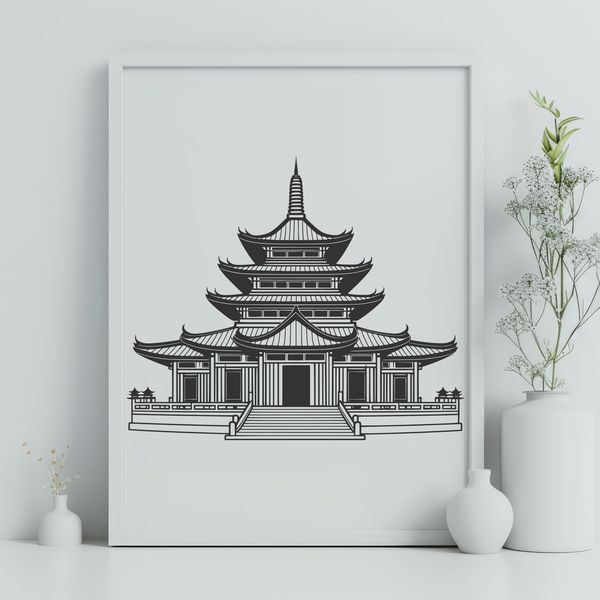 An iconic Buddhist religious structure with ornate details inspired by Eastern design.