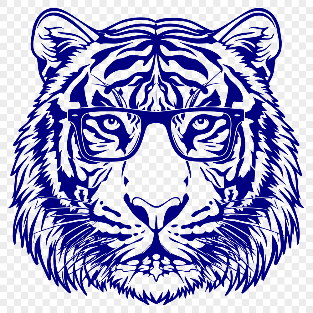 Artistic Tiger Wearing Glasses DXF