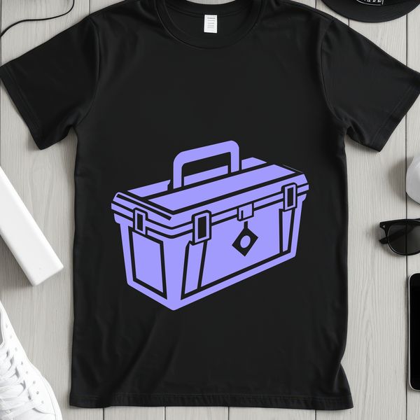 Customizable Toolbox Design SVG A toolbox with various tools stored inside, designed in vector format suitable for commercial or personal use.