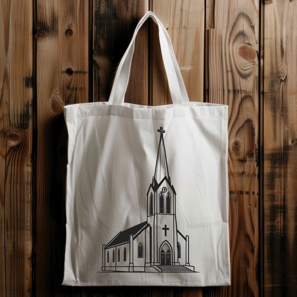 A minimalist vector design of a typical Baptist church with simple architectural features.