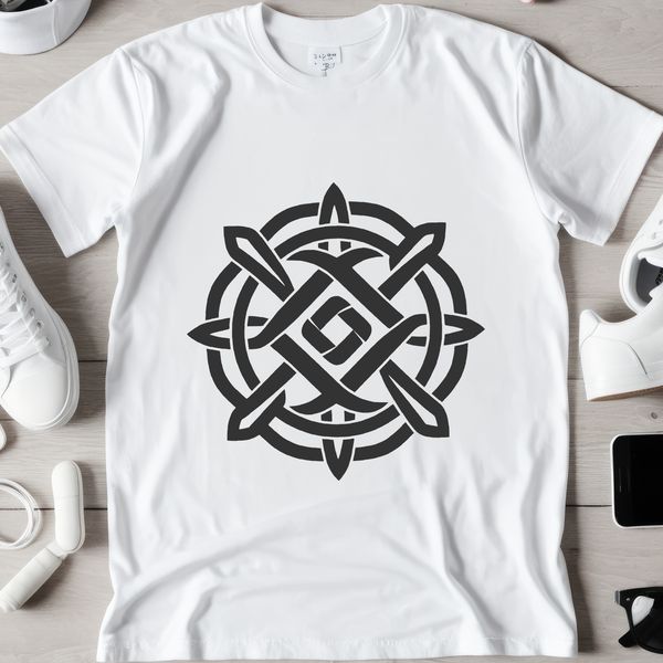 A traditional Celtic-inspired ornate shape with intricate embellishments, suitable for use in digital designs.