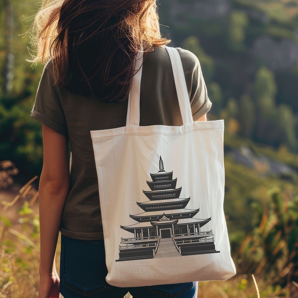 Intricate Temple Illustration A traditional Buddhist temple design with intricate details and curved architecture, suitable for vector art projects.