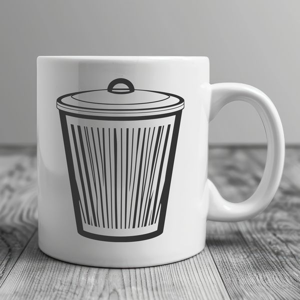 Household Waste Container Illustration A simple vector illustration of a standard household trash can with a lid.